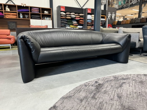 Wie neu Leolux Mink 3-Sitzer Sofa schwarzes Leder