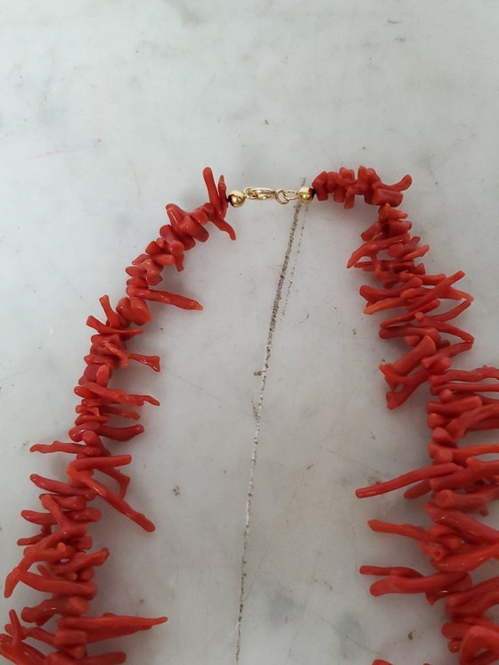 Image 1 of Sieraden - Ketting van bloedrood koraal met franje. (ref 4044)