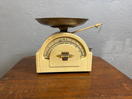 Image 1 of Mechanical Kitchen Scale Mid Century Vintage Karlsson Ticka circa 1960s Sweden