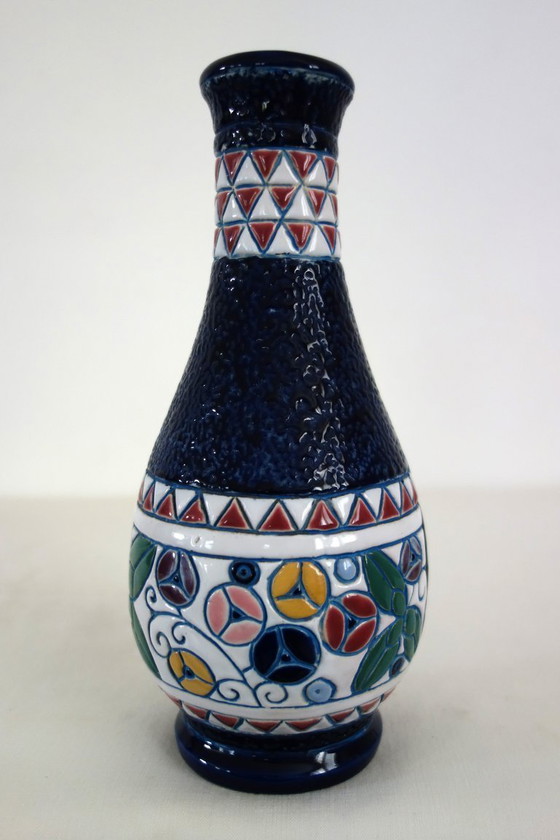 Image 1 of Art-Deco-Keramikvase mit Vogeldekor von Amphora, 1920