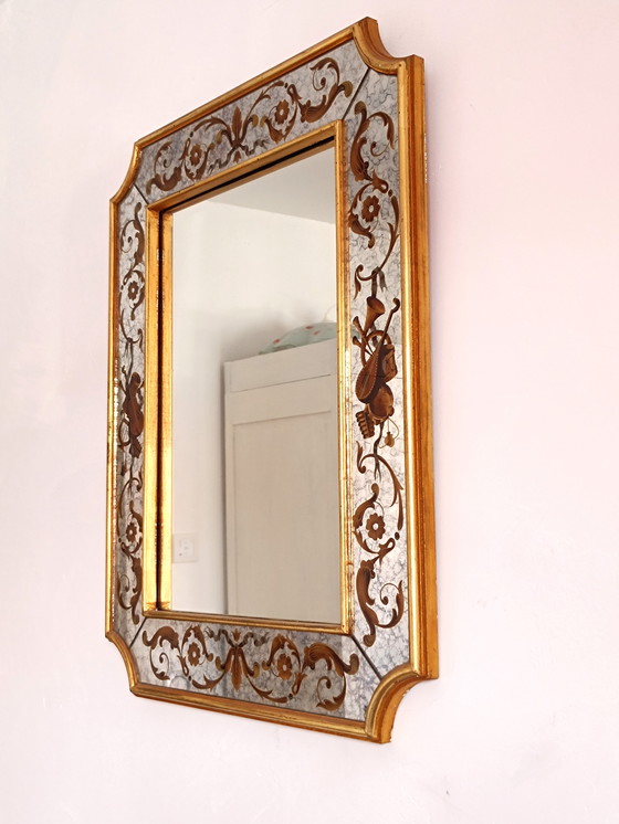 Image 1 of Art Nouveau Mirror In Chipboard Glass