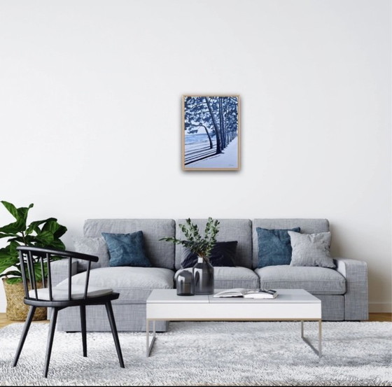 Image 1 of Indigo-inkt op wit papier, 40x30cm