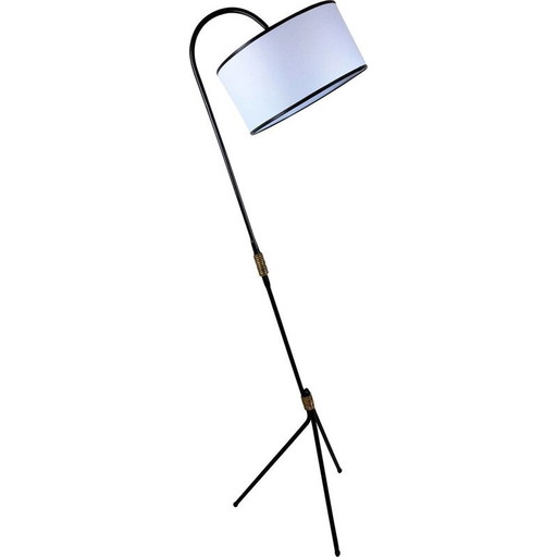 Vintage zwarte metalen vloerlamp, 1950