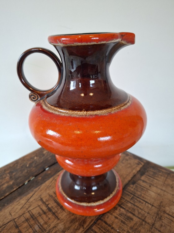 Image 1 of Mid-century West Germany vase, orange-brown