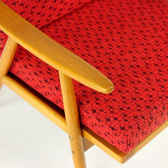 Image 1 of Sillón Boomerang de mediados de siglo, fabricado por Ton en Checoslovaquia en la década de 1960.