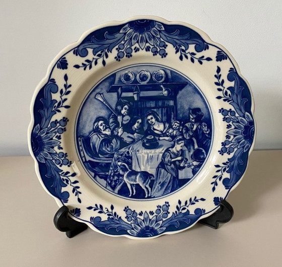 Image 1 of Regina Pottery Factory - Set of Delft Blue hand-painted wall plates