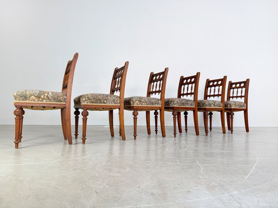 Image 1 of 6er Set Original Jugendstil Stühle Antik Esszimmerstuhl Schnitzerei