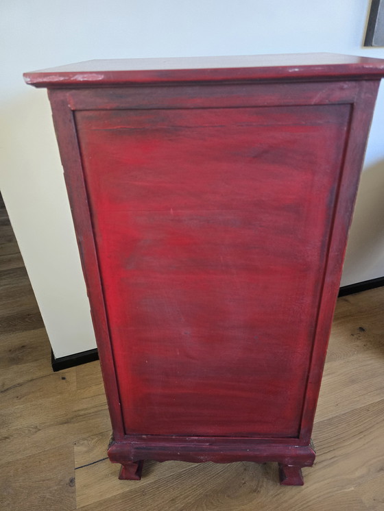 Image 1 of Exklusiver thailändischer Holzschnitzschrank mit Glasmosaik