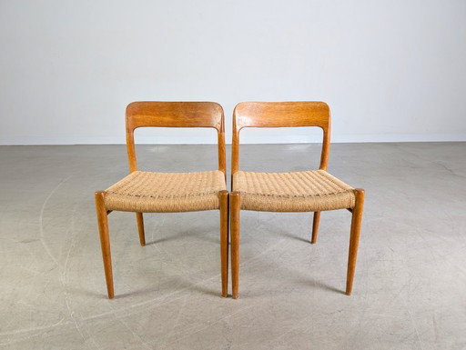 Set of 2 Niels O Moller chairs, model 77, J.L. Møllers Danish teak