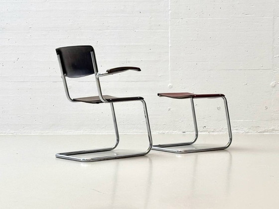 Image 1 of Piétement luge S43 avec tabouret de Mart Stam pour Bremshey & Co, années 1940