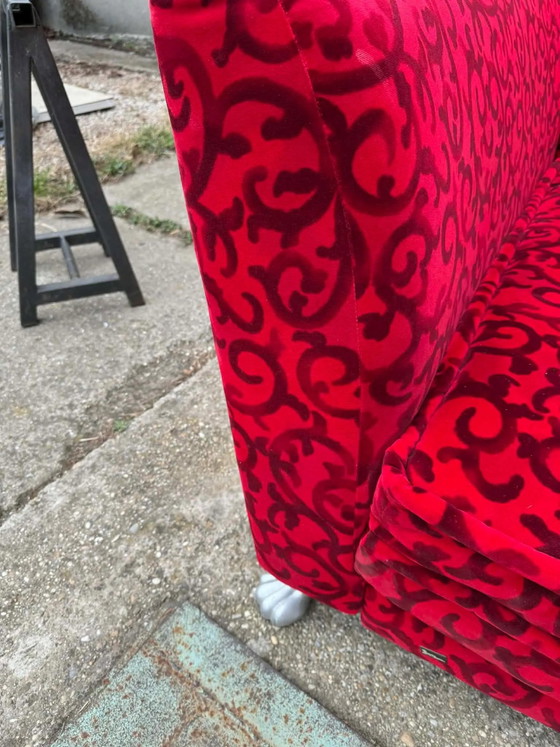Bretz Monster Sofa / Red Rose Pattern Velvet Couch / Luxury German Design – Couches, Vintage (photo 4 of 7)
