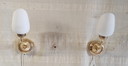 Articulated wall lights in brass and opaline glass - mid-20th century