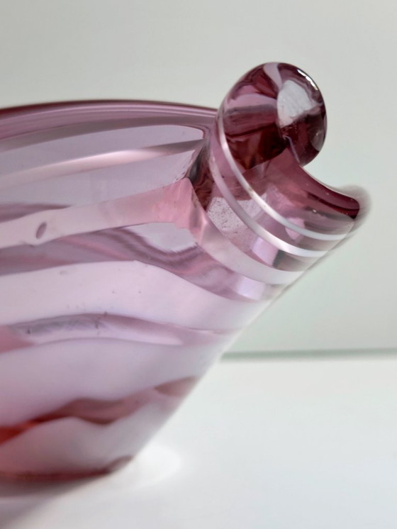 Image 1 of Ciotola vintage in alessandrite con strisce di Murano, Italia, anni '70, metà secolo, in vetro, Venezia, neodimio