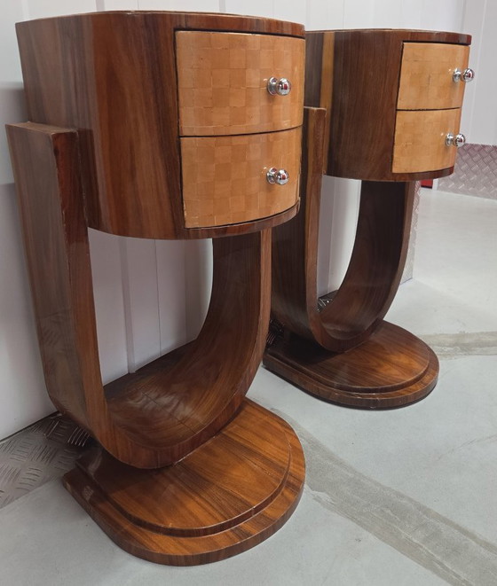 Image 1 of 2 Art Deco side tables, 1930