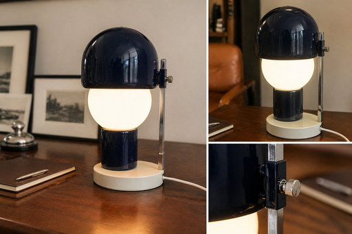 Mid-Century Italian G.C.M.E. Table Lamp - Blue & Chrome Space Age - 1960s
