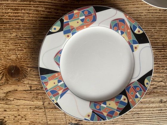 Image 1 of Service de table vintage rare Escenbach, Allemagne, « Living Colours » (19 pièces) - Design Memphis des années 80