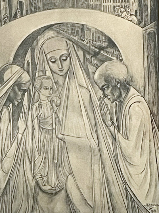 Image 1 of Jan Toorop (1858–1928) – Maria mit Kind und Gebeten