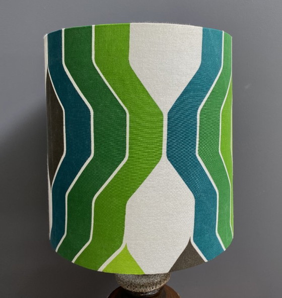 Image 1 of Lampada da tavolo in ceramica con paralume verde di Hustadt-leuchten, anni '70.