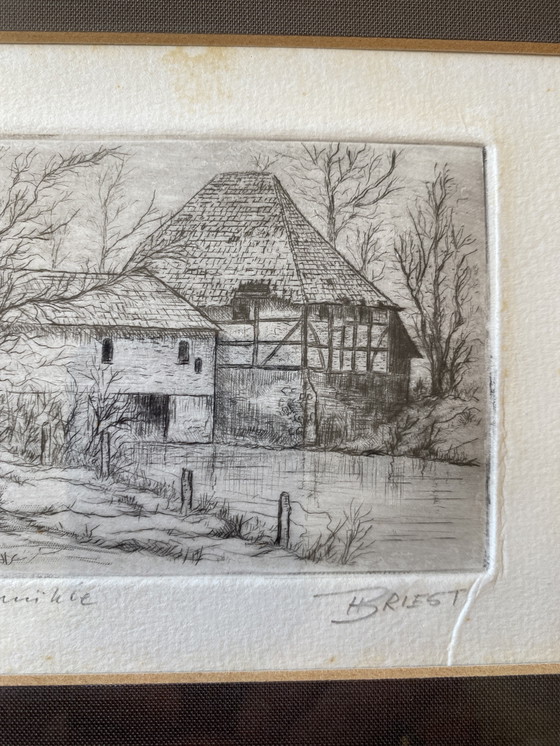 Image 1 of Original etching Mill by Paul Heinz Briest