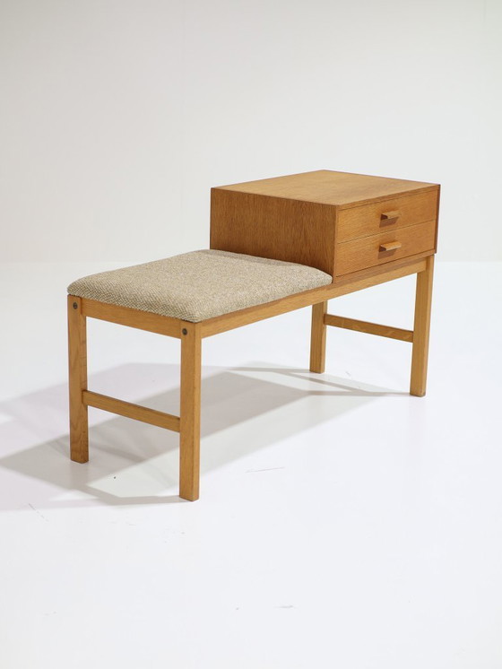 Image 1 of Hallway bench chest of drawers Swedish vintage oak