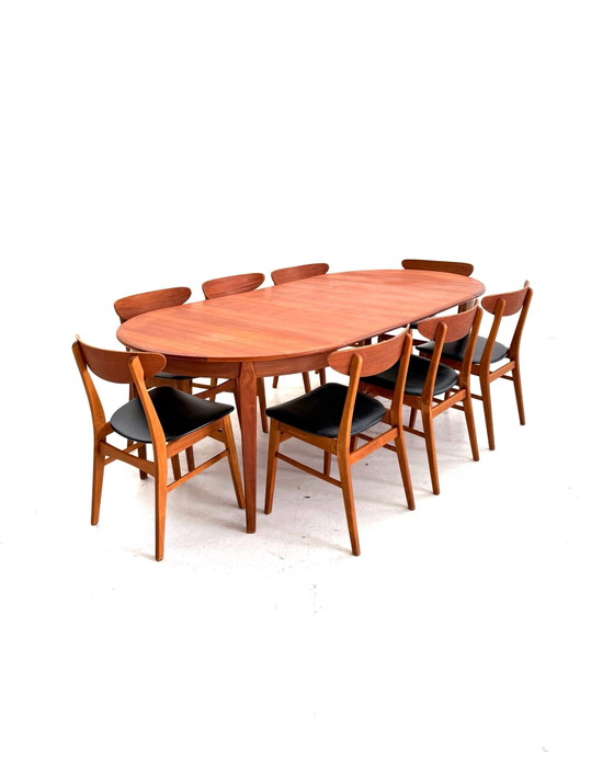 Vintage verlengbare Deense teakhouten eettafel ‘60 (photo 9 of 14)