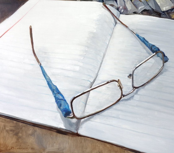 Pittura a Olio Originale Arte Moderna Simbolismo Gli Occhiali di Papà – Dipinti e disegni, Canvas (photo 6 of 7)