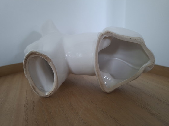 Image 1 of Vintage Italian Ceramic Dachshund – 1980s – White Glaze (22cm)