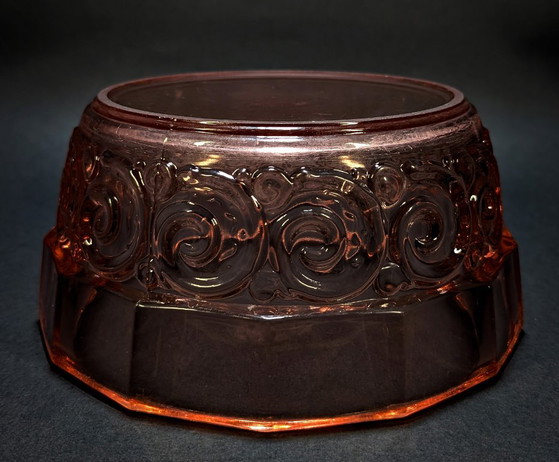 Art Deco Bowl - Selenium UV Reactive - Val St Lambert - Model "Rosette" - 1935 – Val Saint Lambert, Crystal (photo 4 of 7)