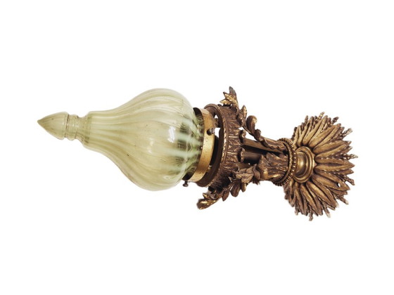 Empire bronzen hanglamp met uraniumglas, Frankrijk, jaren 1890 – Hanglampen (photo 11 of 13)
