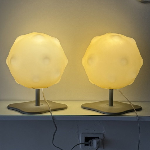 Pair of Lampoon Table Lamps by Foscarini Aldo Cibic, Satin Glass, Vintage Design – tafellampen (photo 2 of 10)