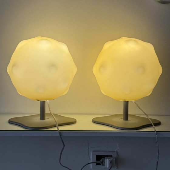 Pair of Lampoon Table Lamps by Foscarini Aldo Cibic, Satin Glass, Vintage Design (photo 2 of 10)
