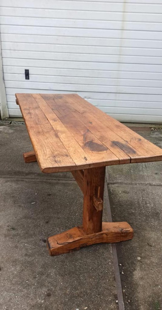 Image 1 of Antique rustic solid oak large dining table