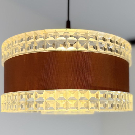 Image 1 of Lampada a sospensione vintage con anello marrone