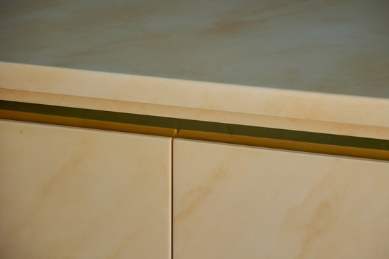 Image 1 of Faux-Marble Lacquered Sideboard by Jean Claude Mahey, France, 1970s