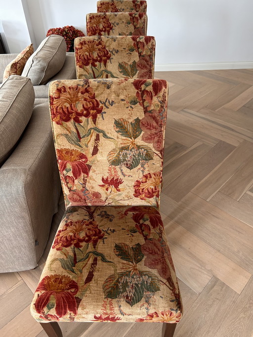 4x klassiek beklede antieke stoelen
