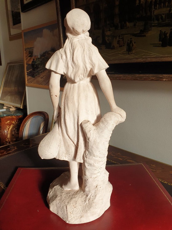 Image 1 of Terracotta sculpture of a mandolin player after 'Mignon' by Joseph Le Guluche, height 57.5 cm