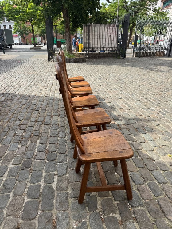 Set in rovere in stile brutalista di De Puydt, Belgio – Set da pranzo, Wood (photo 3 of 9)