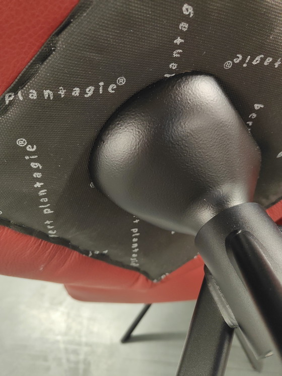 Image 1 of Set van 4 rood lederen  Bert Plantagie Eetkamerstoel Aida met arm Legere leer