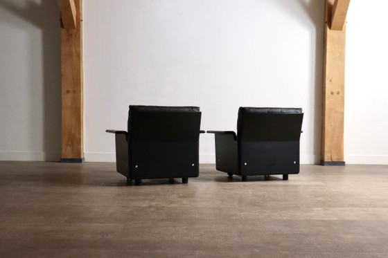 Image 1 of Paar Dieter Rams Modell 620 Lounge-Sessel, schwarzes Leder, für Vitsoe, 1980er Jahre