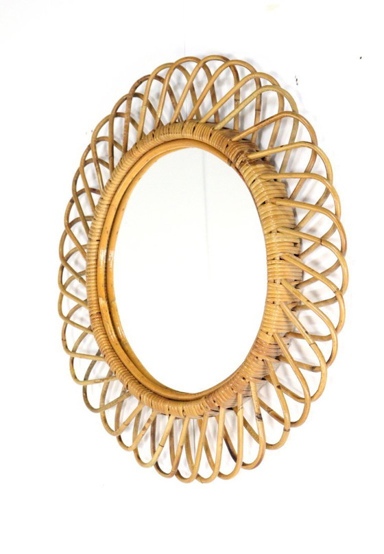 Image 1 of Franco Albini vintage rattan mirror