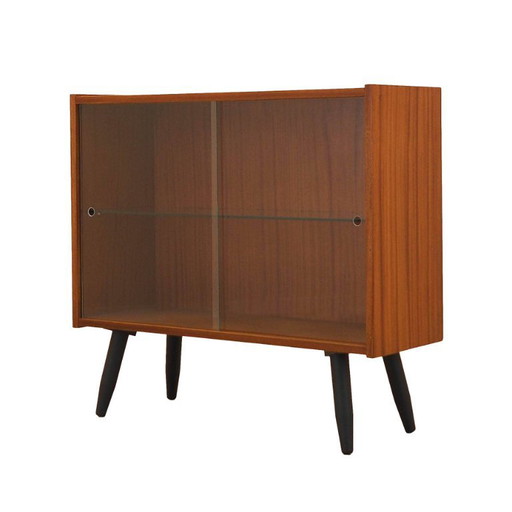 Vitrina danesa con puertas correderas de cristal, chapa de caoba, década de 1970. – vitrinekasten, Wood