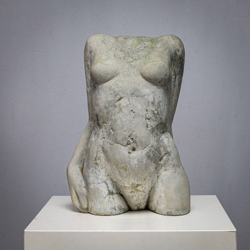Concrete Female Torso Sculpture by Francine Govers, Netherlands, 1990s