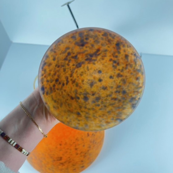 Image 1 of Lampada a forma di fungo in vetro arancione screziato, Massive, Belgio 1970