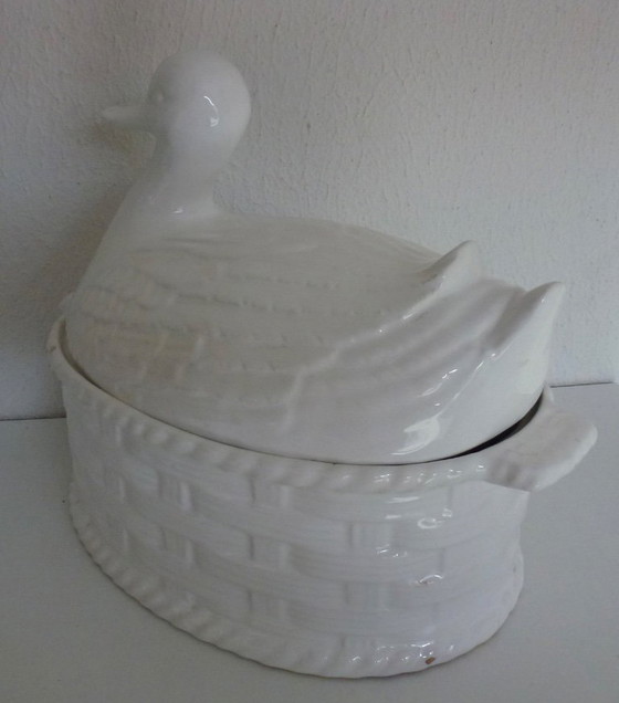 Image 1 of Vintage Keramiek Paté schaal in de vorm van een eend.