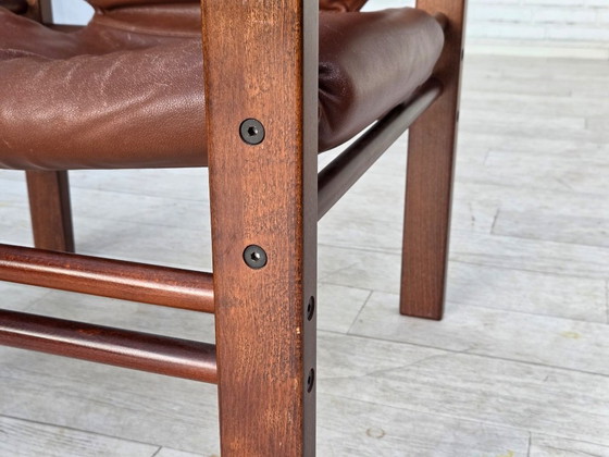 Image 1 of 1970s, Danish armchair model "Safari" by Skippers Furniture, furniture leather.