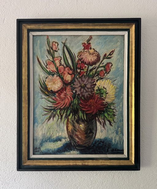 Still life painting 20th century frame E.Bouche