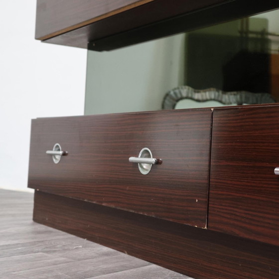 Image 1 of Comò Cassettiera In Ebano Macassar E Specchio Cubic Design Modernariato 1980’s