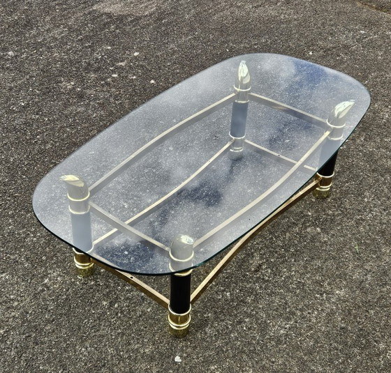 Image 1 of Italian Faux Tusk Glass Coffee Table Tommaso Barbi Style 80s
