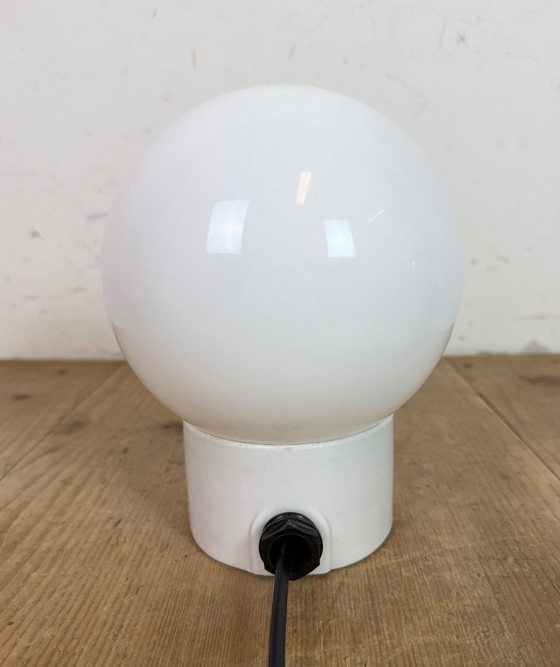 Image 1 of Vintage White Porcelain Wall Light with Milk Glass, 1960s