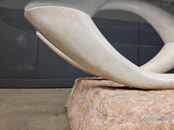 Image 1 of Vintage fauxc slagtand salontafel, jaren '80